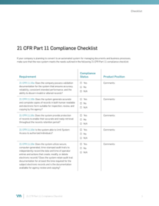 21 CFR Part 11 Compliance Checklist