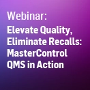 Image of a MasterControl webinar still on the topic of fda recalls and digital quality management for life sciences.