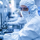 Image of a life sciences contract manufacturing professional working with a digital QMS.