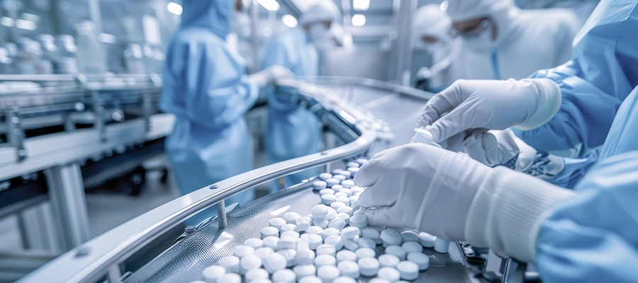 Image of a pharma manufacturer working.