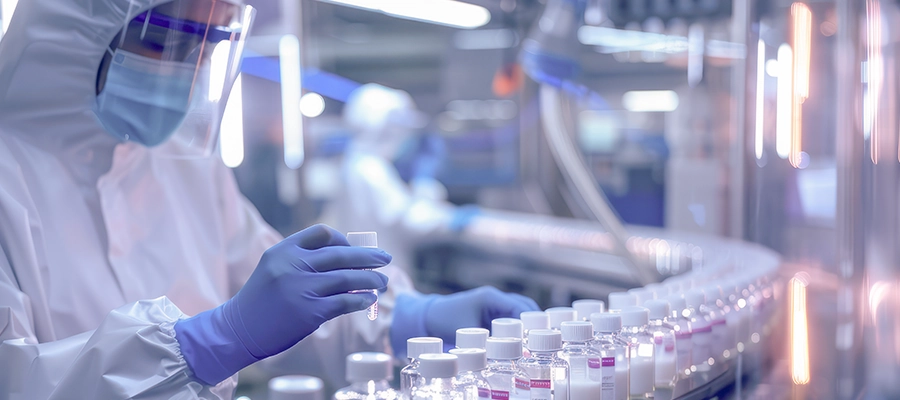 Image of a pharma manufacturing technician working.